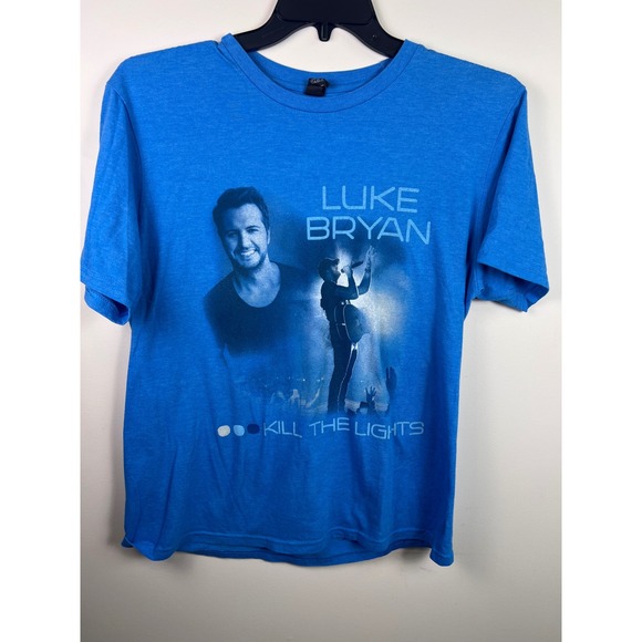 2 Luke Bryan Kill the Lights Tour T Shirt Blue & Black Graphic Concert Tshirts - Picture 3 of 14
